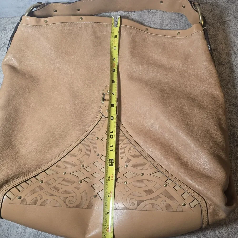 COLE HANN BROWN LEATHER HOBO BAG HANDBAG ◇ 17